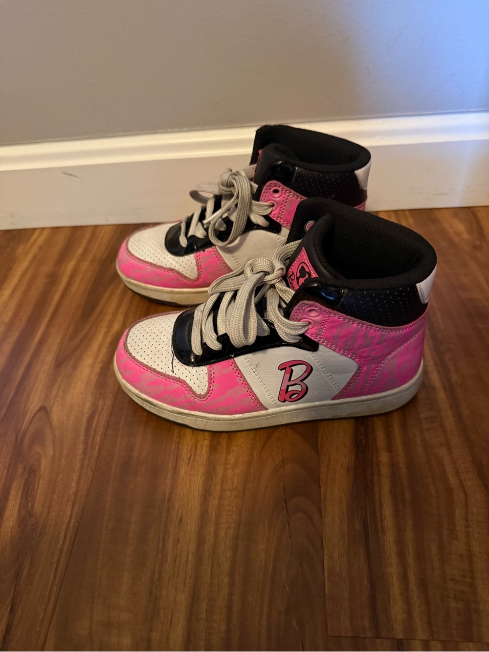 Barbie Pink White Black High-Top Kids Sneakers